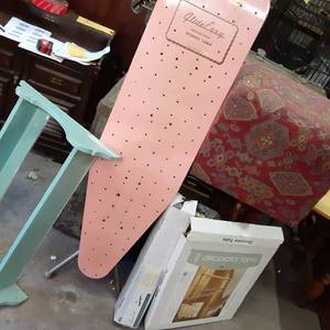 Pink antique ironing board, Upholst...