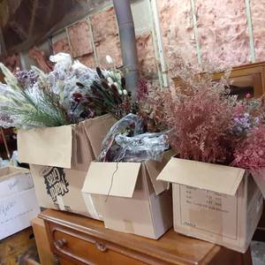 3 boxes of dried or faux flower arr...