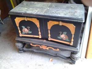 Vintage hand painted Wood Buffet Ca...