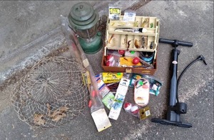Tackle box full of tackle, (2) ice ...