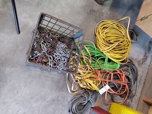 Extension cords, and bin with multi...