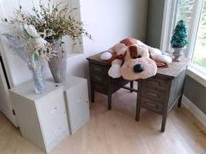 2 file cabinets, Vintage Desk 50...
