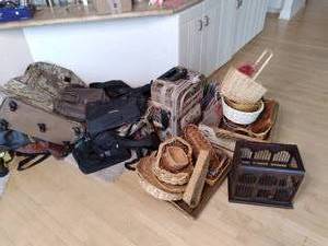 Huge Lot of Luggage, and Wicker Bas...