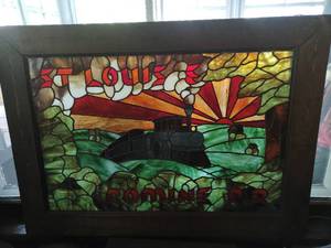 lot 1 image: Railroad Stained Glass Piece