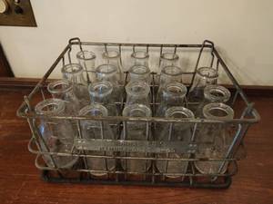 lot 45 image: Vintage Milk Crate with Bottles
