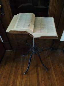 lot 83 image: Wrought Iron Book Stand with Dictionary