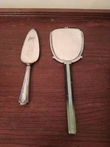 lot 99 image: Vintage Mirror and Cake Knife