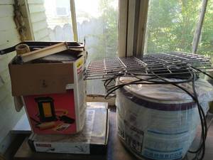 lot 109 image: Collection of building supplies and yard tools