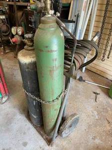 lot 145 image: Welding Tanks and Welders On Rolling Cart