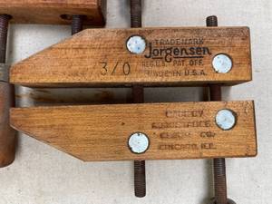 lot 165 image: Vintage Wooden Jacobsen 30 Clamps