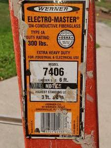 lot 63 image: 6Ft Werner Fiberglass Ladder