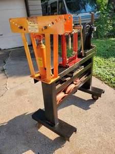 lot 86 image: (2) Bushing Presses & Tube Bender on a Rolling Stand
