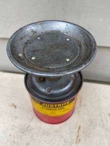 lot 198 image: Vintage Justrite 2 Pint Plunger Can