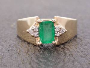 lot 19 image: Cathedral Style 12 Carat Natural Emerald and Diamond Ring in 14k Gold