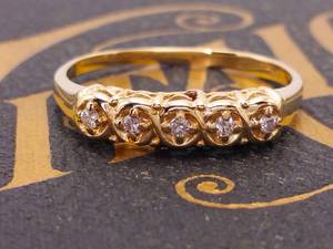 lot 33 image: Vintage Designer Signed Diamond Estate Ring  Band in 14k Gold