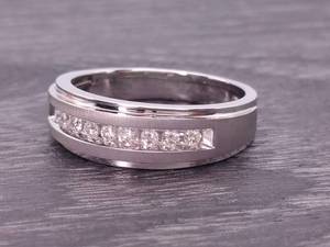 lot 2B image: Brand New Kay Jewelers Channel Set Diamond Ring With Satin and Smooth Gold Band