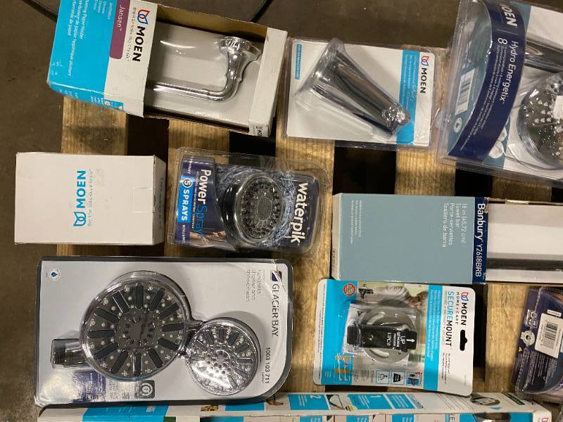 Lot of Moen, Delta Towel Bars, and other bathroom decor