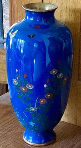 lot 6 image: Cloisonn Vase Butterflies and Flowers Design