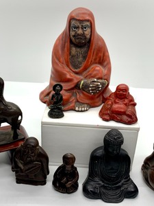lot 26 image: Brass and Ceramic Buddha and Similar Figurines
