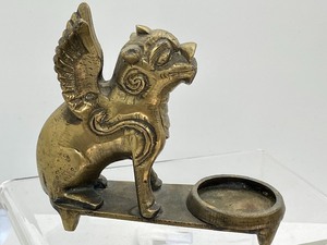 lot 34 image: Two Censors w Lids, Lidded Ink Pot, Winged Qilin & More
