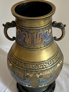 lot 52 image: Double Handled Champlev Vase