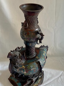lot 57 image: Unique Champlev Mystical Bird Vase