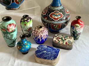 lot 58 image: Japanese Cloisonn  Grouping & Shard Art