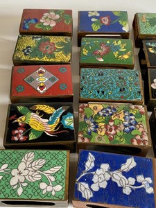 lot 99 image: (17) EnamelCloisonn Matchbook Holders
