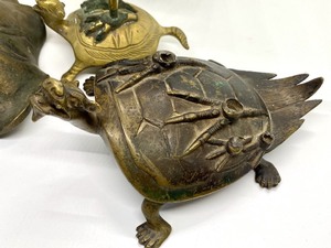 lot 224 image: Crane and Turtle Figurines