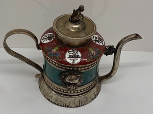lot 203 image: Small Metal Ornate Teapot
