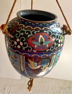 lot 179 image: CloisonneEnamel Hanging Planter