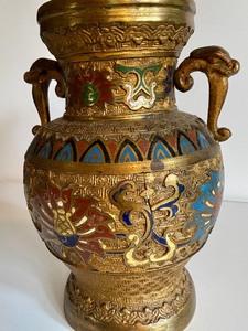 lot 113 image: Champlev & Brass Vase