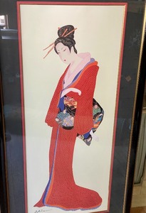 lot 169 image: Large Framed Picture of a Geisha
