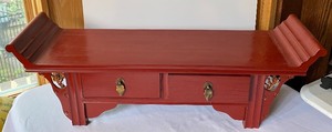 lot 271 image: Red Dresser Top Display Shelf w Drawers