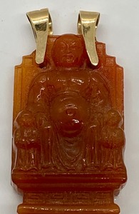 lot 301 image: Carved Buddha Pendant with Double 14K Toggles