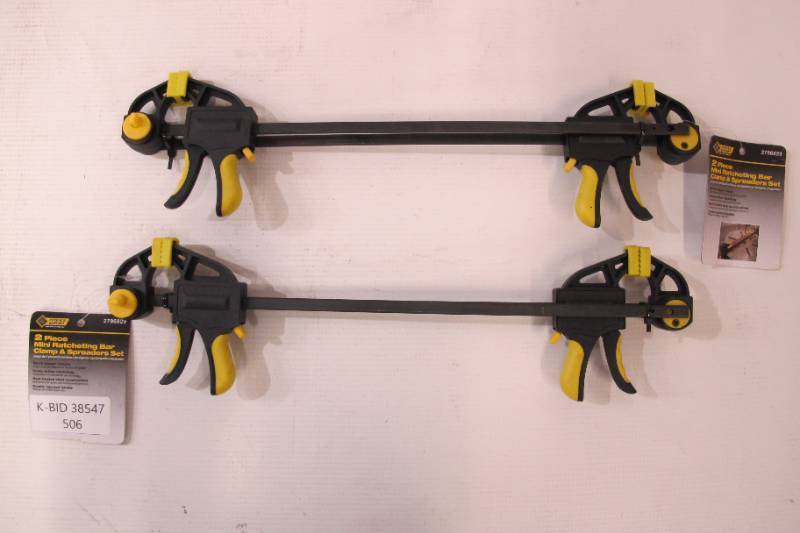 lot 506 image: Lot of 4 Steel Grip Mini Ratcheting Bar ClampsSpreaders
