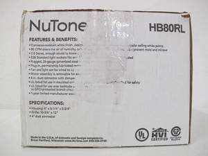 lot 540 image: NuTone HB80RL 80 CFM 2.5 Sone Ventilation Fan with Light