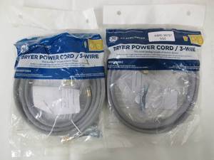 lot 550 image: 2-Pack GE Universal 6 ft. 3-Prong 30 Amp Dryer Cord