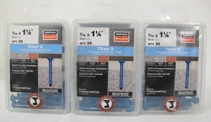 lot 566 image: Simpson Strong-Tie Titen 316 in. x 1-14 in. Phillips Flat-Head Concrete and Masonry Screw, Blue (25-Pack)