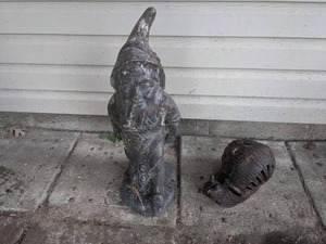 lot 218 image: Adorable Garden Gnome and His Snail