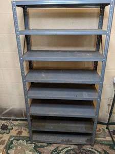 lot 291 image: Tall Metal Adjustable 8-Shelf Garage Shelves