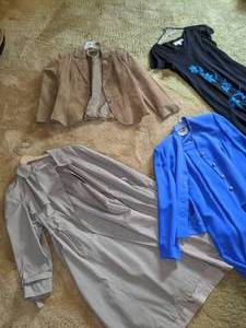 lot 114 image: Womens Plus Sized Clothing Lot - Pantsuit, Jackets, Dress