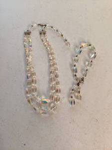 lot 48 image: Vintage Austrian Crystal Necklace Full of Sparkle, Crystal Bracelets, Necklace, & Earrings