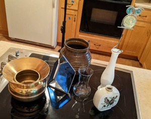 lot 56 image: Beautiful Vases, Candle Holder, & Decorations