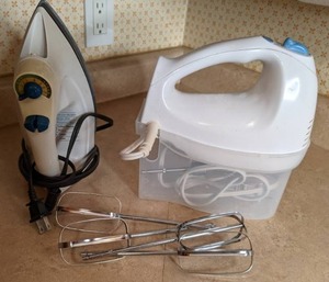lot 58 image: Vintage Iron & Hand Mixer