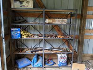 lot 275 image: Large Garage Shelves and Assorted Contents