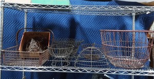Lot Of Vintage Wire Baskets & Metal Wares