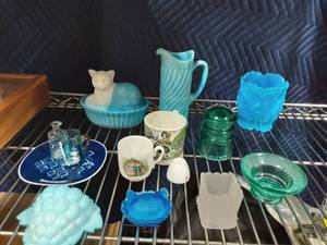 Lot Of Vintage Blue Glassware