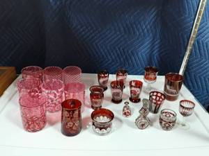 Lot Of Red Souvenir Glassware