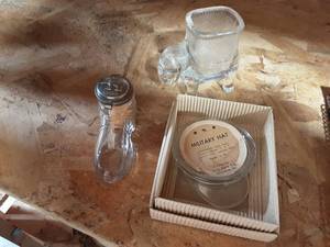 3-Vintage Glass Candy Containers